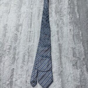 Ike Behar New York 100% Silk Striped Tie Hand Tailored in USA Blue